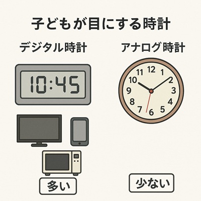 子どもが目にする時計はデジタル時計が多い
